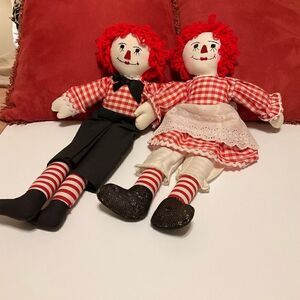 Vintage Handmade Raggedy Ann and Andy, 20” 
Cottagecore, RLChristmas, heritage